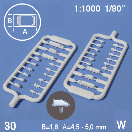 VEHICLES, ASSORTED, M=1:1000 WHITE / 1:1000 / L = 4.5-5.5 MM