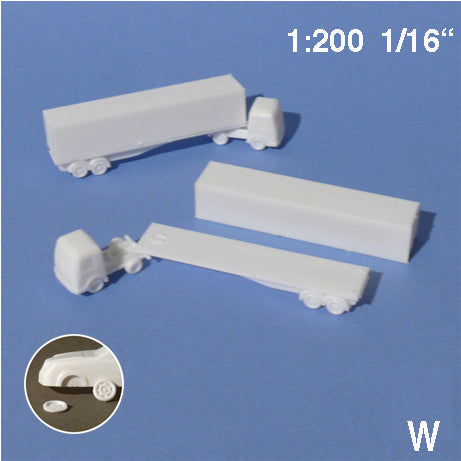 TRAILER TRUCK, CONTAINER, M=1:200 WHITE / 1:200 / L = 72 MM