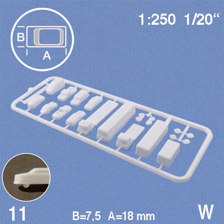 VEHICLES, ASSORTED, M=1:250 WHITE / 1:250 / L = 18 MM