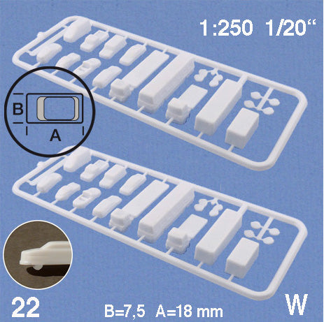 VEHICLES, ASSORTED, M=1:250 WHITE / 1:250 / L = 18 MM