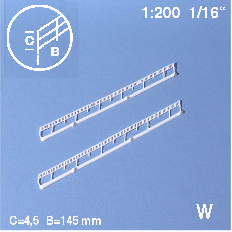 BANISTER RAILS, M=1:200 WHITE / 1:200 / L = 145 MM