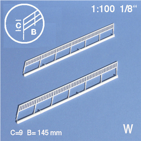 BANISTER RAILS, M=1:100 WHITE / 1:100 / L = 145 MM