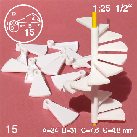 STEPS, SPIRAL STAIRCASE, M=1:25 WHITE / 1:25 / S = 7.4 MM