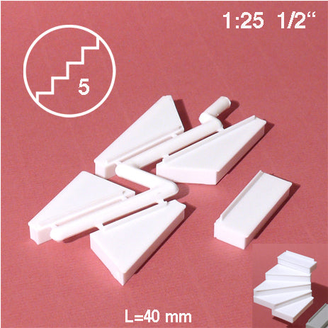 STEPS, 90° LEFT TURN, M=1:25 WHITE / 1:25 / S = 7.4 MM