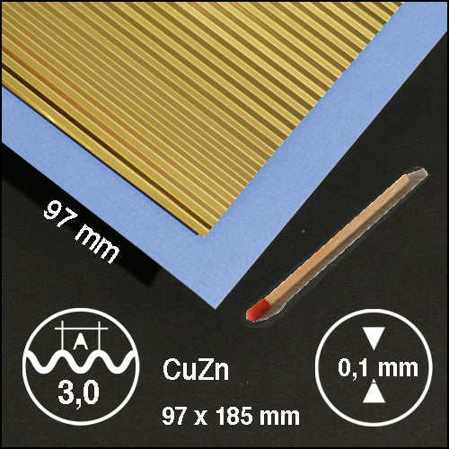 CORRUGATED METAL, L = 3,0 MM BRASS / N/A / 95 x 185 MM