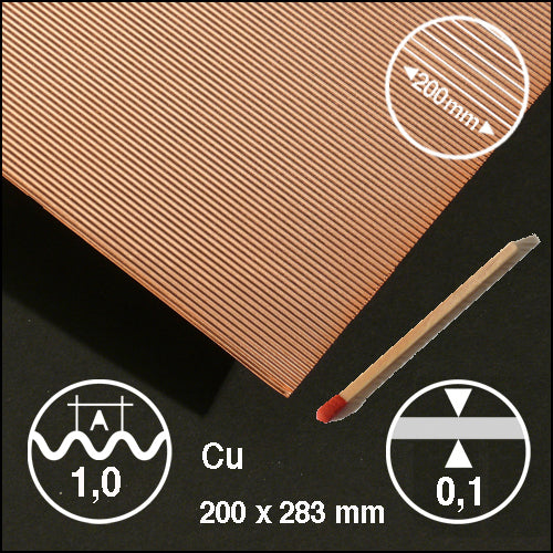 CORRUGATED METAL, L = 1,0 MM COPPER / N/A / 200 x 295 x 0.5 MM