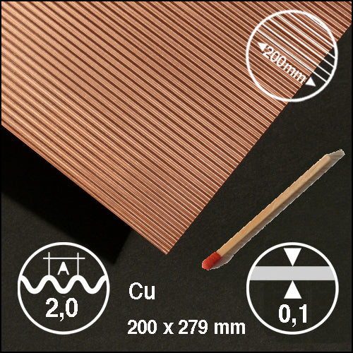 CORRUGATED METAL, L = 2,0 MM COPPER / N/A / 200 x 295 x 0.5 MM