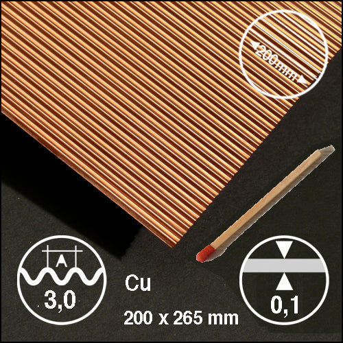 CORRUGATED METAL, L = 3,0 MM COPPER / N/A / 200 x 295 x 0.5 MM