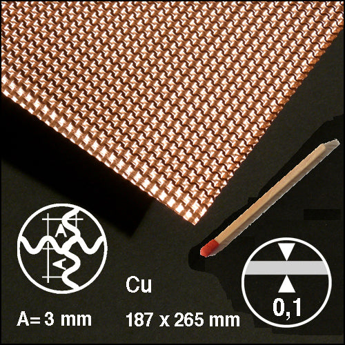 CROSS-CORRUGATED METAL, L = 3,0 MM COPPER / N/A / 200 x 295 x 0.5 MM