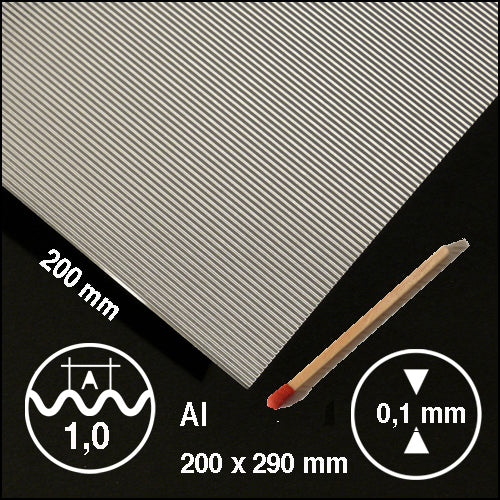 CORRUGATED METAL, L = 1,0 MM ALU / N/A / 200 x 295 x 0.5 MM