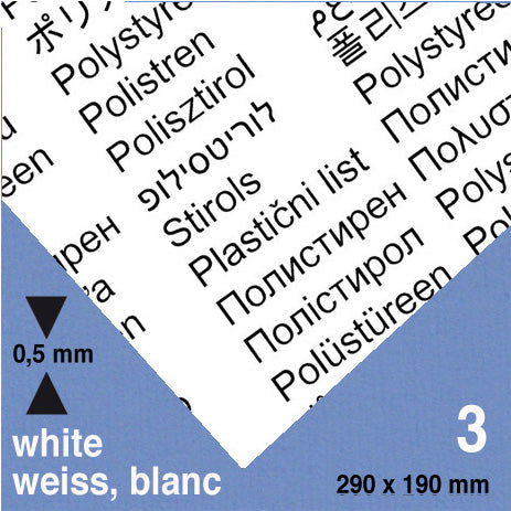 STYRENE SHEET, D = 0,5 MM WHITE / N/A / 200 x 300 MM
