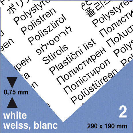 STYRENE SHEET, D = 0,75 MM WHITE / N/A / 200 x 300 MM