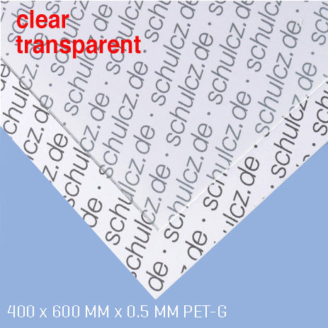 PET-G SHEET, CLEAR, D = 0,5 MM CLEAR / N/A / 400 x 600 MM