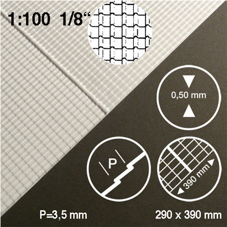 ROOF TILE SHEET, WITH RIDGE , M=1:100 WHITE / 1:100 / 290 x 390 x 0.5 MM
