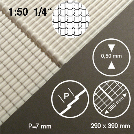 ROOF TILE SHEET, WITH RIDGE , M=1:50 WHITE / 1:50 / 290 x 390 x 0.5 MM