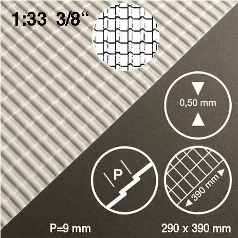 ROOF TILE SHEET, M=1:33 WHITE / 1:33 / 290 x 390 x 0.5 MM