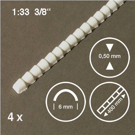 RIDGE TILE STRIPS, ROUND, M=1:33 WHITE / 1:33 / 390 MM