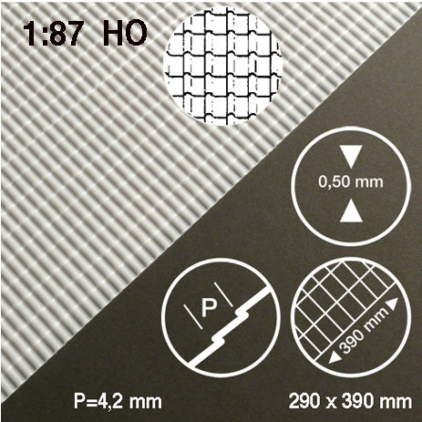 ROOF TILE SHEET, M=1:87 WHITE / 1:87 / 290 x 390 x 0.5 MM