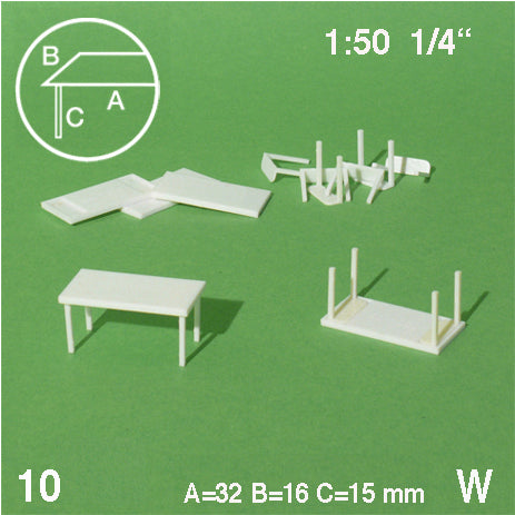 TABLES, LEGS SEPARATED, M=1:50 WHITE / 1:50 / 32 x 16 MM
