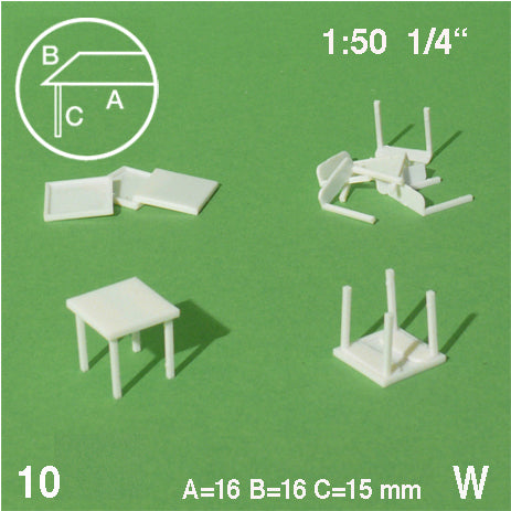 SQUARE TABLES, LEGS SEPARATED, M=1:50 WHITE / 1:50 / 16 x 16 MM