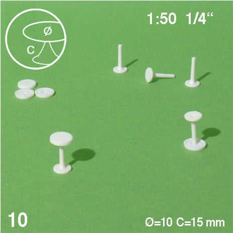 ROUND TABLES, CENTRAL LEG, M=1:50 WHITE / 1:50 / D = 10 MM