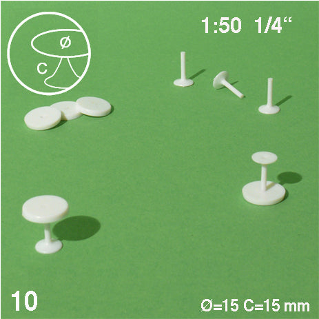 ROUND TABLES, CENTRAL LEG, M=1:50 WHITE / 1:50 / D = 15 MM