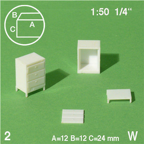 FILING CABINET, 3 DRAWERS, M=1:50 WHITE / 1:50 / 16 x 12 MM