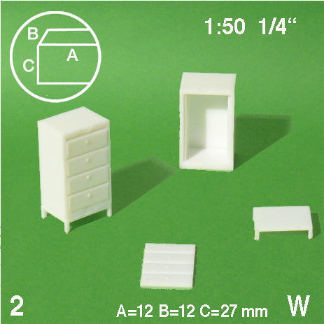 FILING CABINET, 4 DRAWERS, M=1:50 WHITE / 1:50 / 16 x 12 MM