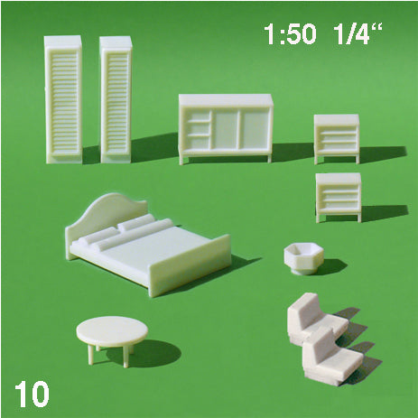 MASTER BEDROOM FURNITURE SET WHITE / 1:50 / N/A