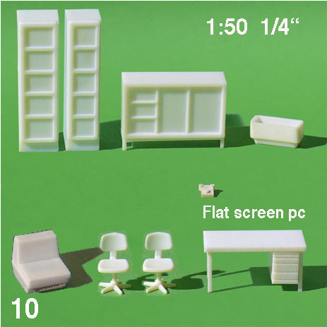 OFFICE FURNITURE SET WHITE / 1:50 / N/A