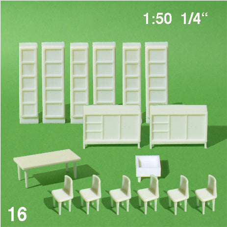DINING ROOM FURNITURE SET WHITE / 1:50 / N/A