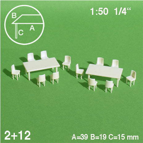 TABLES + 12 CHAIRS, M=1:50 WHITE / 1:50 / 39 x 19 MM