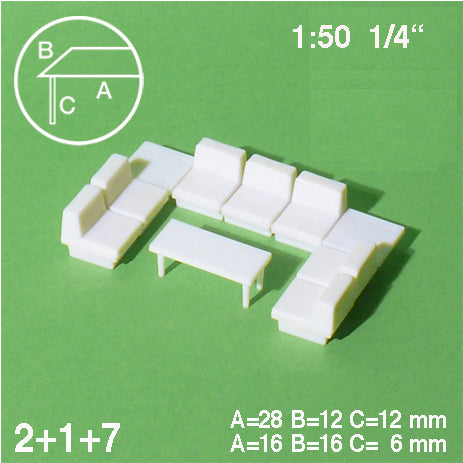 COUCH SET w/ COFFEE TABLE, M=1:50 WHITE / 1:50 / N/A