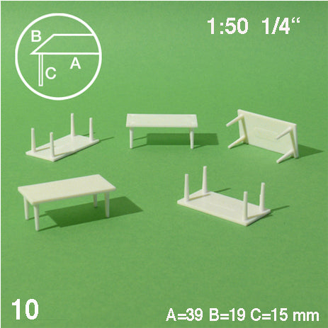 RECTANGULAR TABLES, M=1:50 WHITE / 1:50 / 39 x 19 MM