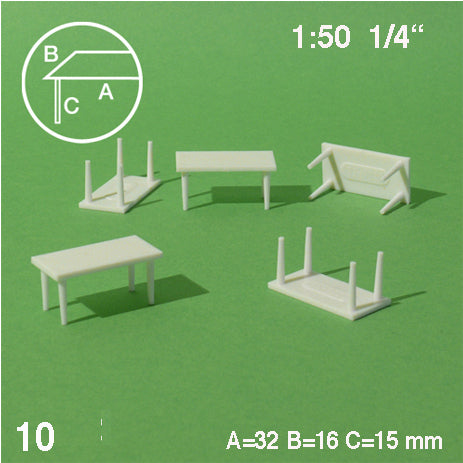 RECTANGULAR TABLES, M=1:50 WHITE / 1:50 / 32 x 16 MM