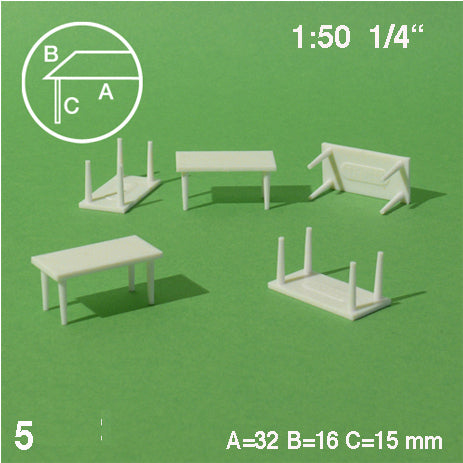 RECTANGULAR TABLES, M=1:50 WHITE / 1:50 / 32 x 16 MM