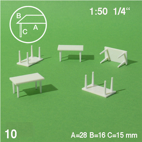 RECTANGULAR TABLES, M=1:50 WHITE / 1:50 / 28 x 16 MM