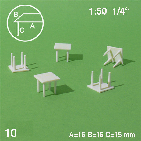 SQUARE TABLES, M=1:50 WHITE / 1:50 / 16 x 16 MM