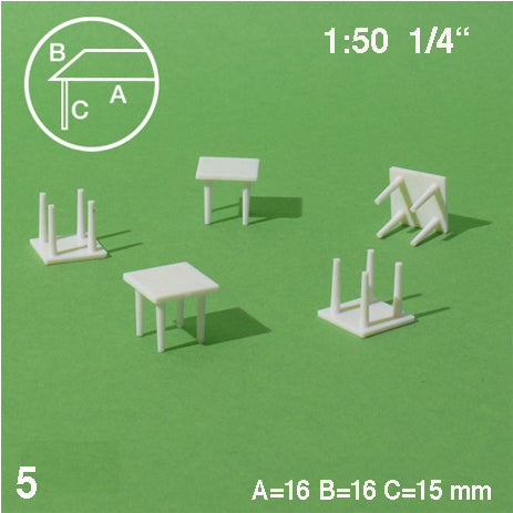 SQUARE TABLES, M=1:50 WHITE / 1:50 / 16 x 16 MM