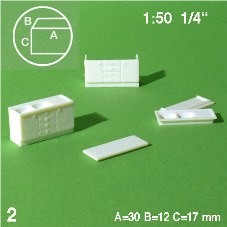 CUPBOARD UNITS, M=1:50 WHITE / 1:50 / 30 x 12 MM