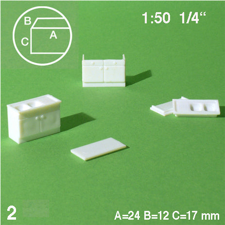 CUPBOARD UNITS, M=1:50 WHITE / 1:50 / 24 x 12 MM