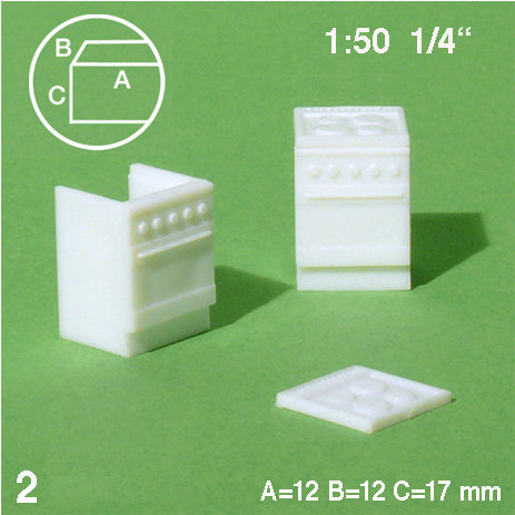 COOKERS w/ OVEN, M=1:50 WHITE / 1:50 / 12 x 12 MM