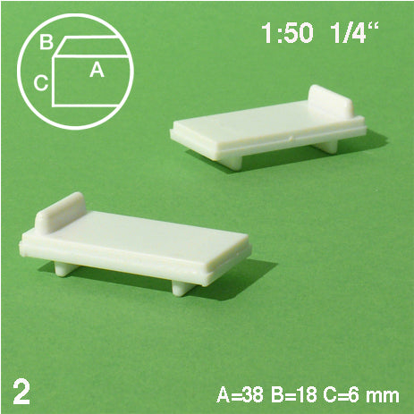 SINGLE BEDS, M=1:50 WHITE / 1:50 / 36 x 18 MM