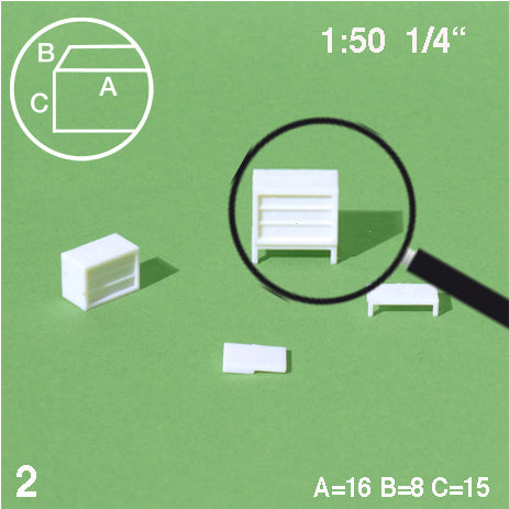 CHESTS OF DRAWERS, M=1:50 WHITE / 1:50 / 16 x 8 MM
