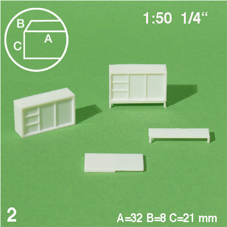 CHESTS OF DRAWERS, M=1:50 WHITE / 1:50 / 32 x 8 MM