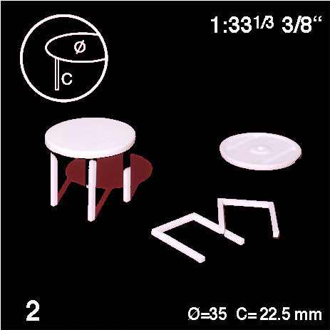 ROUND TABLES, M=1:33 WHITE / 1:33 / D = 35 MM