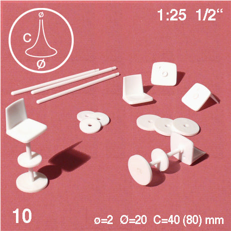 BAR STOOLS, M=1:25 WHITE / 1:25 / H = 40 MM