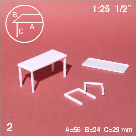 TABLES, LEGS SEPARATED, M=1:25 WHITE / 1:25 / 56 x 24 MM