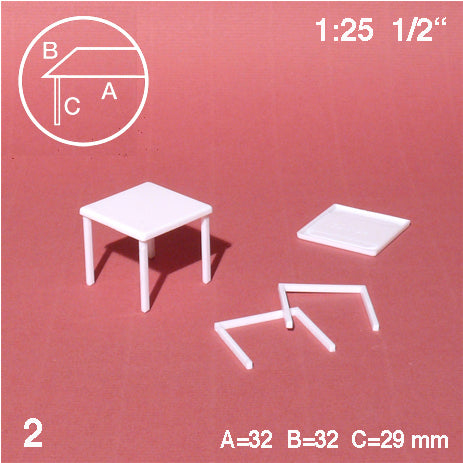 TABLES, LEGS SEPARATED, M=1:25 WHITE / 1:25 / 32 x 32 MM