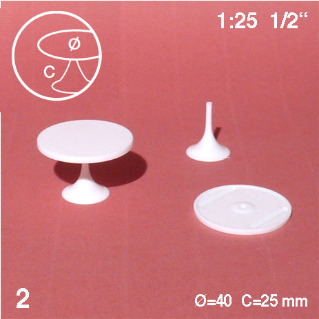 ROUND TABLES, CENTRAL LEG, M=1:25 WHITE / 1:25 / D = 40 MM